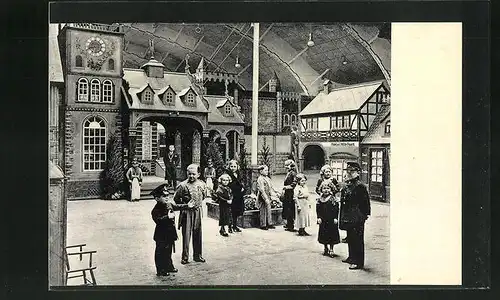 AK Schaefers Märchenstadt Lilliput, Liliputaner auf dem Marktplatz