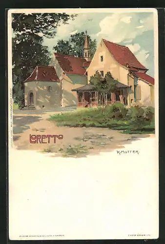 Künstler-AK Karl Mutter: Loretto, Ortspartie mit Kirche