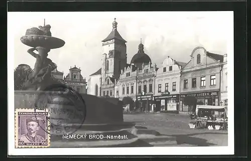 AK Nemecky Brod, Námesti, Blick vom Marktplatz zur Kirche