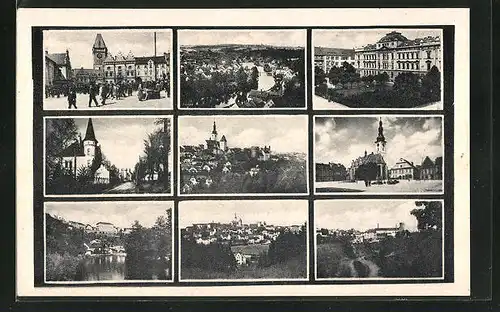 AK Tabor, Verschiedene Ansichten der Ortschaft, Ortspartie, Strassenpartie