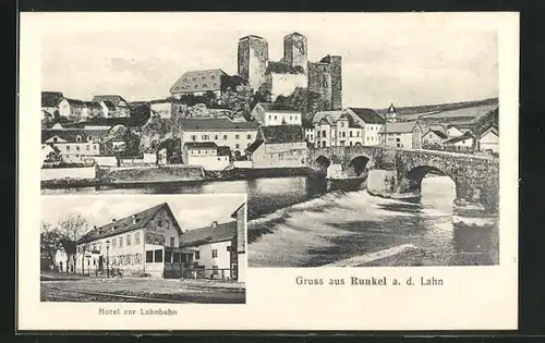 AK Runkel a. d. Lahn, Hotel zur Lahnbahn, Teilansicht