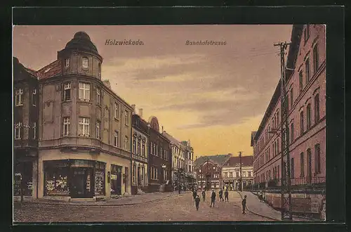 AK Holzwickede, Abendstimmung in der Bahnhofstrasse