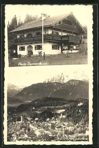 AK Berchtesgaden, Hotel Haus Sonnenblick, Ortsansicht aus der Vogelschau
