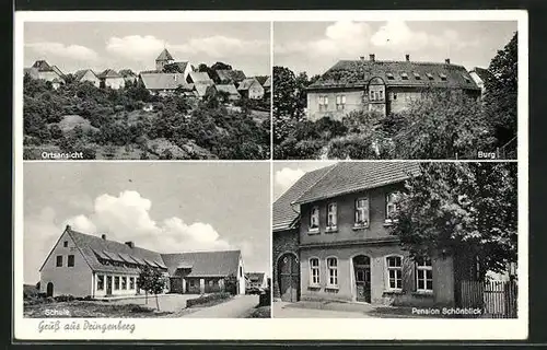 AK Dringenberg, Hotel-Pension Schönblick, Burg, Schule