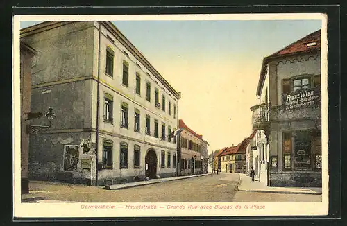 AK Germersheim, Hauptstrasse mit Kolonialwaren Franz Wien