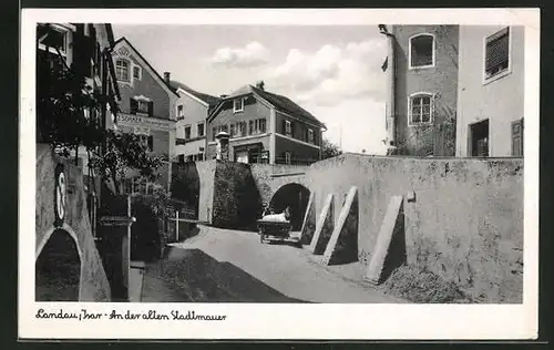 AK Landau, Partie an der alten Stadtmauer