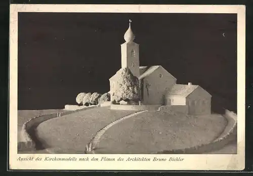 AK Bad Wiessee, Model der ev. Kirche auf dem Kirschbaumhügel