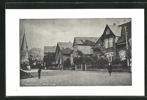 AK Hiddenhausen, Strasseneck an der Meierstrasse, Kirche