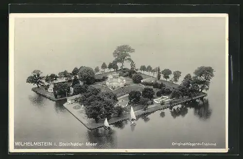 AK Steinhude, Blick auf Wilhelmstein i. Steinhuder Meer, Fliegeraufnahme