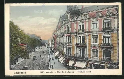 AK Wiesbaden, Geschäftszeile in der Wilhelmstrasse