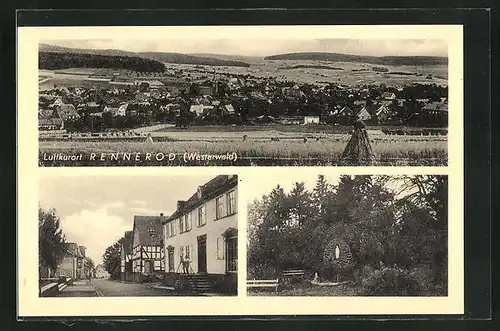 AK Rennerod /Westerwald, Gesamtansicht, kleiner Schrein, Strassenpartie