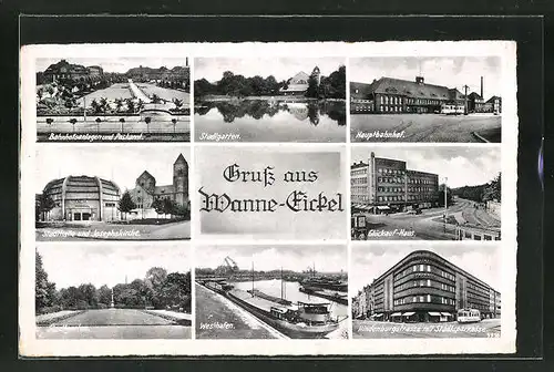 AK Wanne-Eickel, Hauptbahnhof, Glückauf-Haus, Hindenburgstrasse