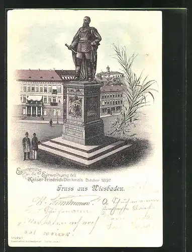 AK Wiesbaden, Kaiser Friedrich Denkmal