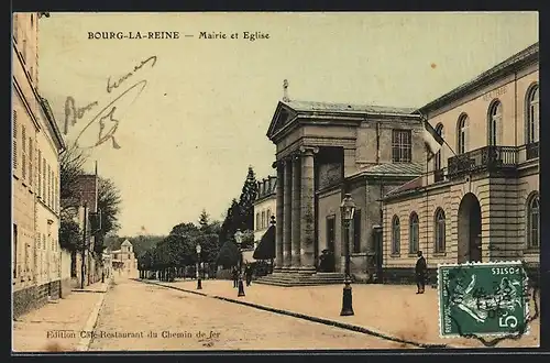 AK Bourg-la-Reine, Mairie et Eglise