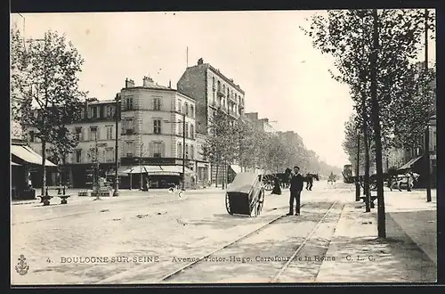 AK Boulogne-sur-Seine, Avenue Victor-Hugo, Carrefour de la Reine