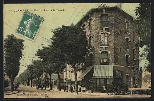 AK Clamart, Rue de Paris à la Fourche