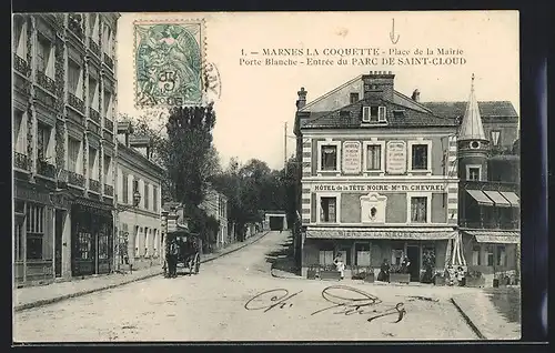 AK Marnes la Coquette, Place de la Mairie, Porte Blanche, Entree du Parc de Saint-Cloud