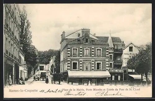 AK Marnes-la-Coquette, Place de la Mairie, Porte Blanche et Entrèe du Parc de St-Cloud