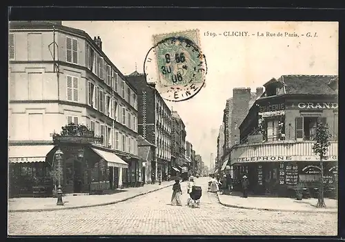 AK Clichy, La Rue de Paris