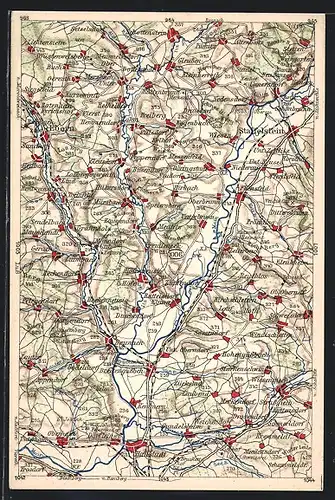 AK Oberbrunn, Landkarte mit Umgebung