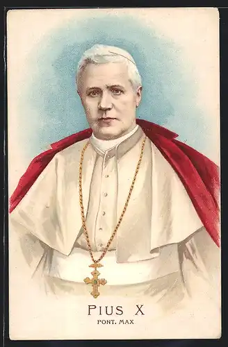 Lithographie Portrait Papst Pius X.