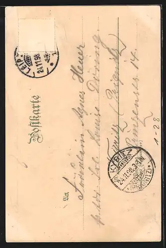 Lithographie Statue von Bismarck