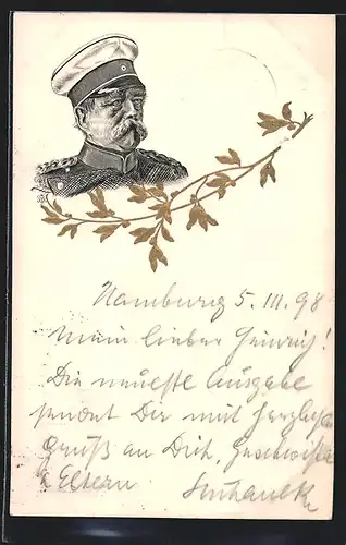 Lithographie Bismarck in Uniform