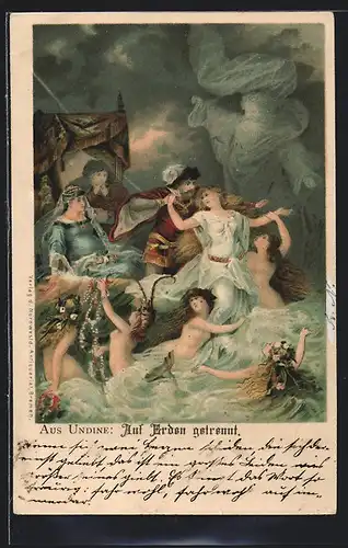 Lithographie Sage Undine, Auf Erden getrennt