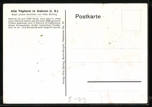 Künstler-AK Kohren i. S., Alte Töpferei