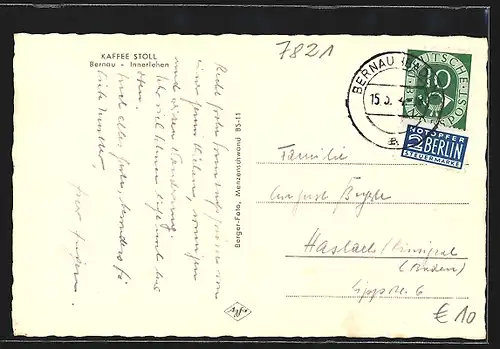 AK Bernau-Innerlehen, Kaffee Stoll