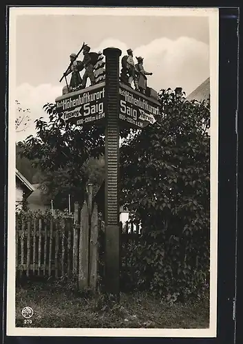 AK Titisee, Origineller Wegweiser nach Saig