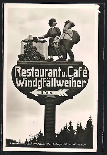 AK Altglashütten, Wegweiser Restaurant und Café Windgfällweiher