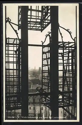 AK Münster i. W., Wiedertäuferkäfige am Turm der Lambertikirche