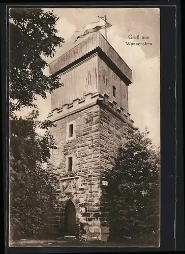 AK Wunnenstein, Turm mit Fahne
