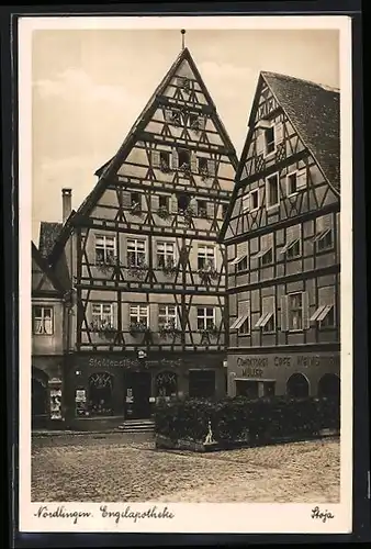 AK Nördlingen, Engelapotheke, Conditorei & Cafe, Weinstube Müller