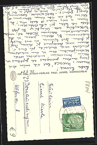 AK Dinkelsbühl, Segringerstrasse mit Dreimohrenschild