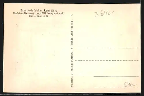 AK Schmiedefeld a. Rennsteig, Ortsansicht aus der Vogelschau