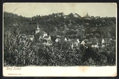 AK Dorf Sulza, Ortsansicht aus der Vogelschau