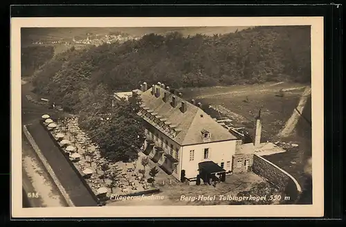 AK Mauerbach b. Wien, Berg-Hotel Tulbingerkogel vom Flugzeug aus