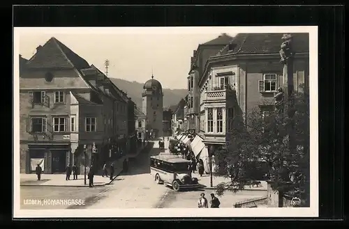 AK Leoben, Strassenblick in die Homanngasse