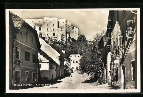 AK Gmünd, Kirchengasse mit Blick zur Burg