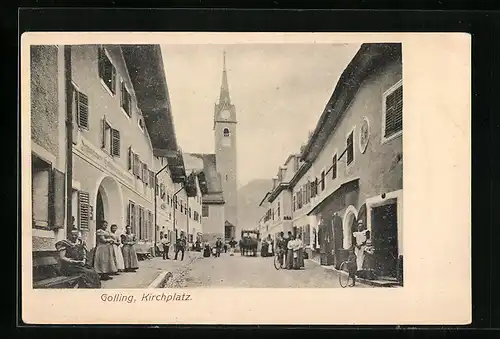 AK Golling, Strassenpartie am Kirchenplatz