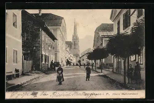AK St. Johann i. P., Obere Marktstrasse mit Blick zur Kirche