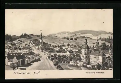 AK Schwarzenau, Totalansicht aus der Vogelschau