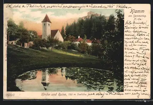 AK Breitenstein am Semmering, Kirche und Ruine Klamm