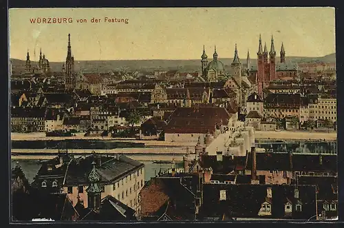 AK Würzburg, Blick von der Festung aus