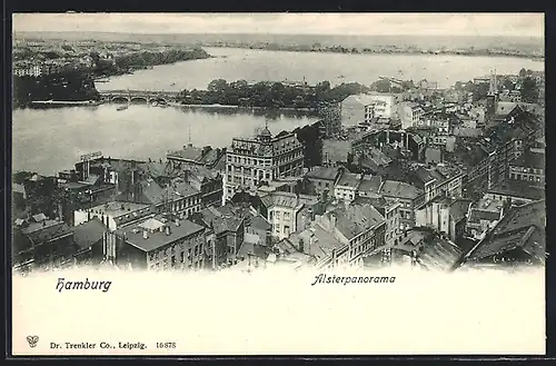 AK Hamburg, Alsterpanorama aus der Vogelschau