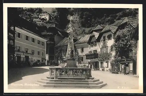 AK Hallstatt, Marktplatz mit Feinkosthandlung