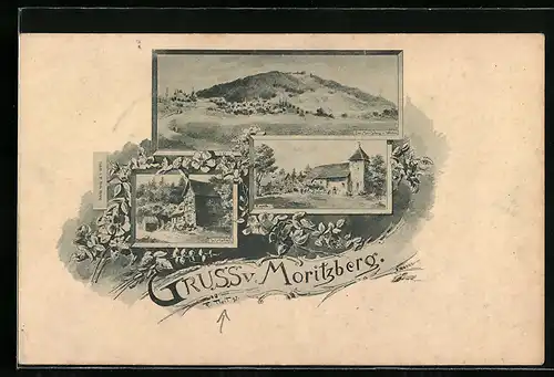 AK Moritzberg, Wirtschaft, Kapelle und Moritzberg v. Westen