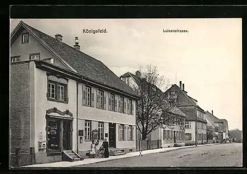 AK Königsfeld, Luisenstrasse mit Geschäft